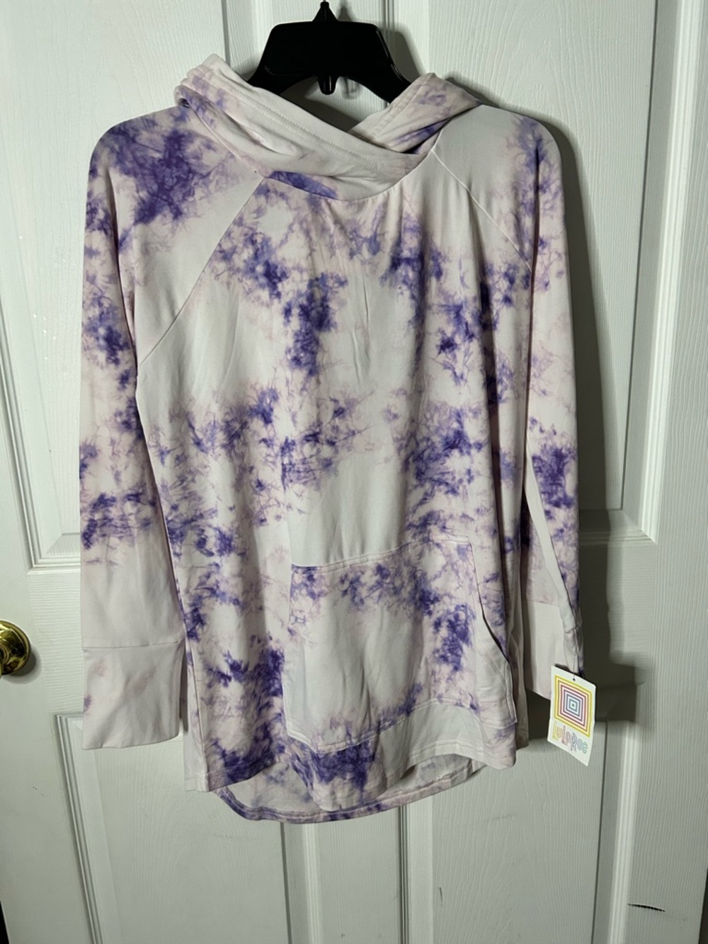 Light Purple Tie-Dye Hoodie Top - Women's Lightweight Pullover